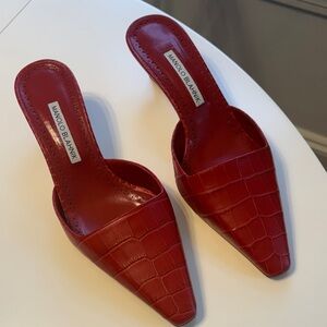 Manolo Blahnik Moiramu croc-embossed Leather Mules